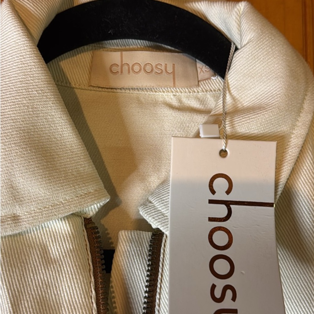 Choosy Elegant Cream Denim Belted Jumpsuit - Picture 2 of 7